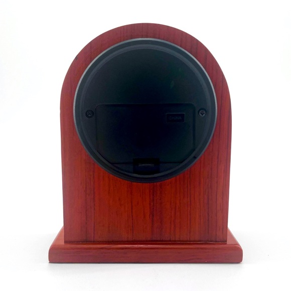 Rosewood Quality Analog Piano Finish Domed Minimalist Desk Clock Roman Numerals - Picture 3 of 5